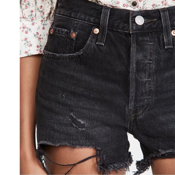 Levi’s 501 Original Wise Up Black High Rise Shorts Women’s Size 32 - Picture 2 of 13